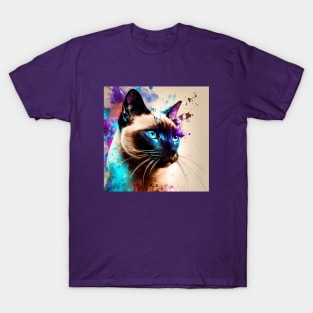 Siamese Cat with Color Splash T-Shirt